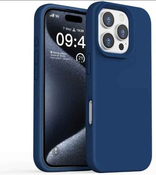 Techplus iPhone 16 Pro silicone case in black, blue, and red offers soft, protective cover for the smartphone.