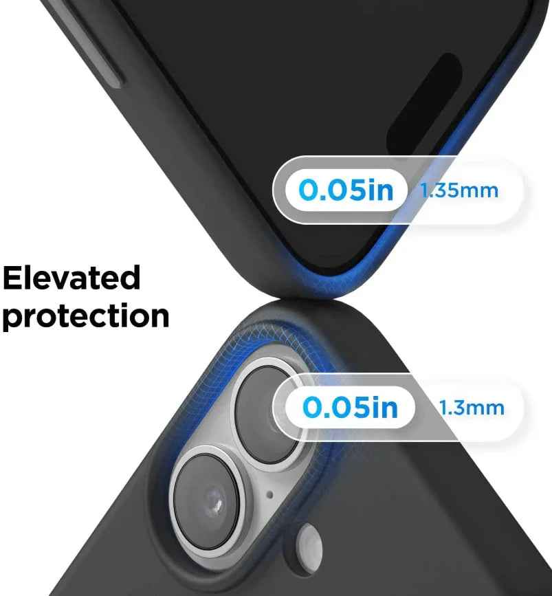 Black TechPlus silicone case for iPhone 17, soft protective cover with smooth texture and precise cutouts for buttons and camera.
