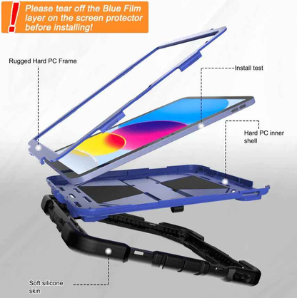 TechPlus rugged black iPad Air 11" 2024 case with shockproof design, stand, and pencil holder visible in the image.