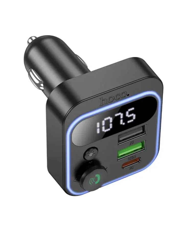 Techplus Hoco 38W FM car kit with PD+QC, RGB light, Bluetooth 5.4, car charger for seamless device charging and audio.