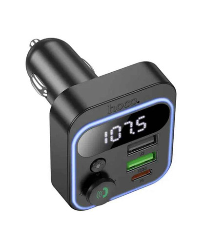 Techplus Hoco 38W FM car kit with PD+QC, RGB light, Bluetooth 5.4, car charger for seamless device charging and audio.