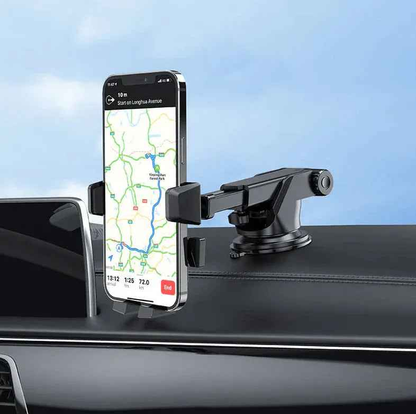 Techplus Hoco CA83 car phone holder with strong clamp, fits 4.5-7 inch smartphones, mounts on dashboard or windshield.