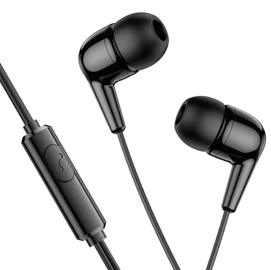 Hoco M97 Enjoy wired earphones with microphone, 3.5mm jack, in-ear design, by TechPlus, suitable for smartphones and devices
