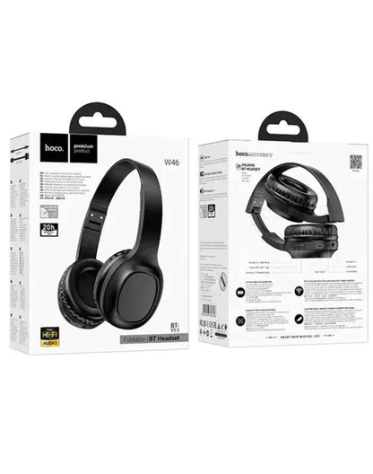 Wireless Bluetooth headset by TechPlus, Hoco W46 model, with comfortable ear cushions and sleek design for hands-free calls and music.