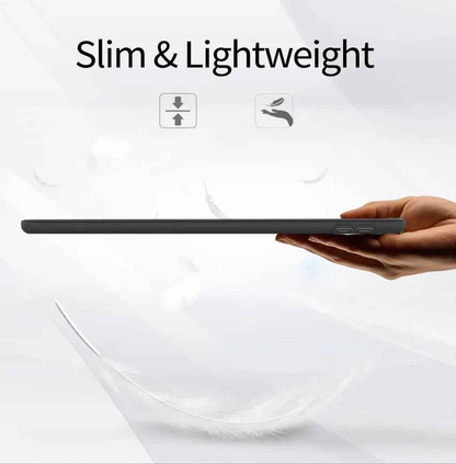 Techplus iPad 10.2 8th Gen ultra slim smart case with trifold design and protective cover, shown on the device.