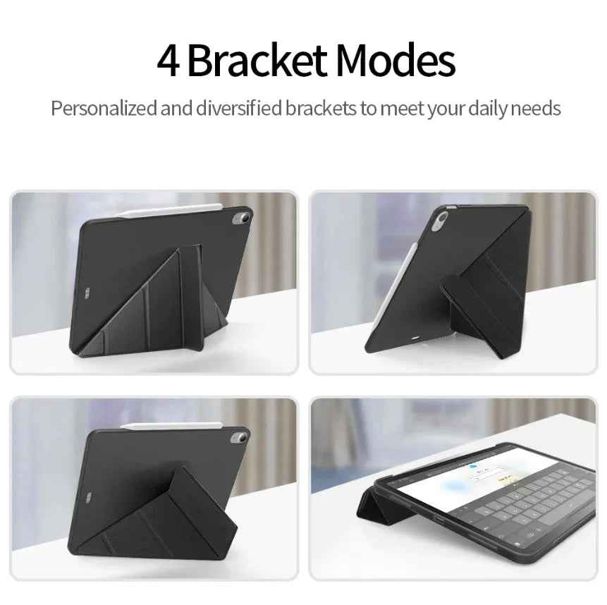 Techplus iPad 10.2 8th Gen ultra slim smart case with trifold design, protective cover, and precise cutouts for easy access.