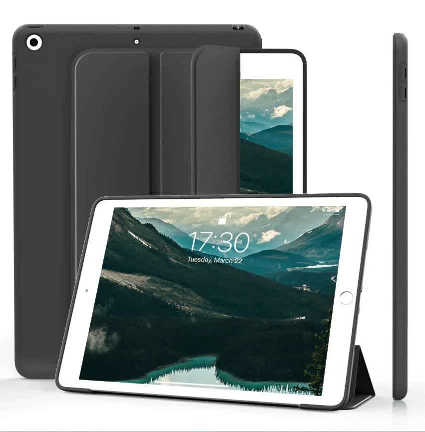 Techplus iPad 5th Gen 9.7-inch ultra slim smart case with trifold design, providing protective cover and stand functionality.