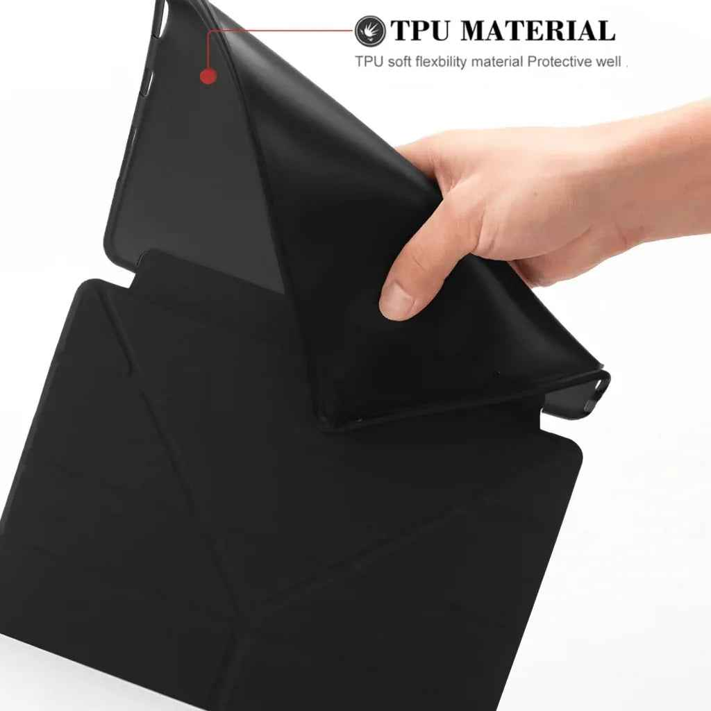 Techplus iPad 6th Gen 9.7" ultra-slim smart case with trifold design and protective cover, shown on a white background.