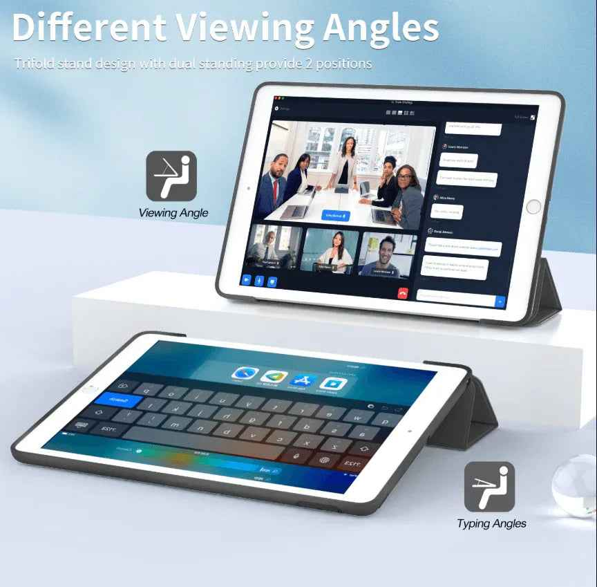 Techplus iPad 6th Gen 9.7-inch ultra-slim smart case with trifold design and protective cover, shown on the device.