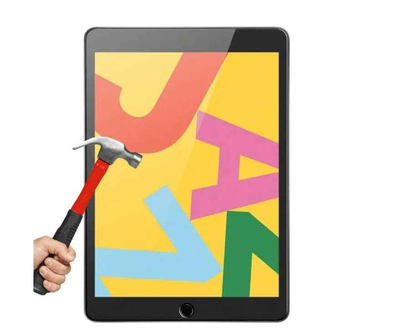 Techplus iPad 7th, 8th, 9th Gen clear tempered glass screen protector showing front view with smooth surface and precise edges.