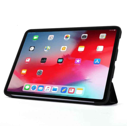 Techplus iPad Pro 11 2nd Gen smart case, ultra-slim trifold protective cover with precise cutouts and soft interior for the 2020 model.