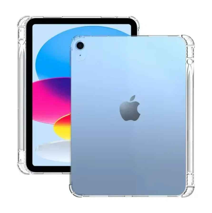 Techplus clear iPad Pro 12.9 (2018) case with pencil holder, slim transparent back cover for protection and style.