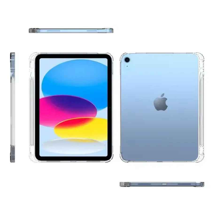 Techplus clear slim iPad Pro 12.9 (2018) case with pencil holder and transparent back cover for protection and style.