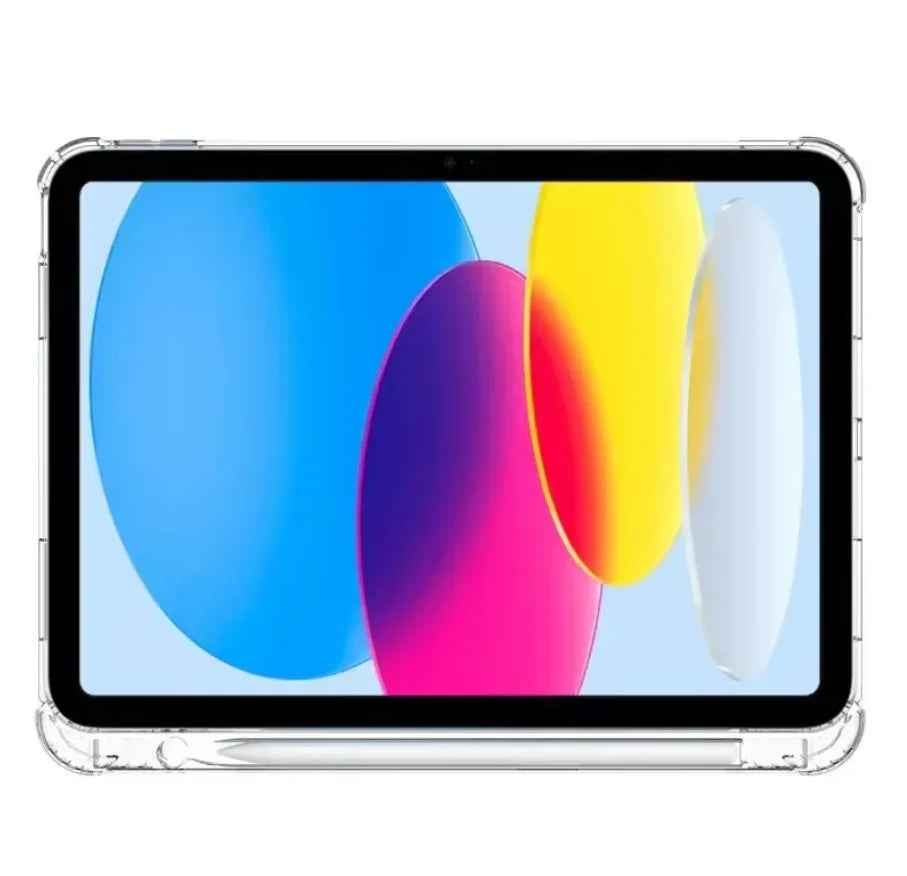 Techplus clear case for iPad Pro 12.9 (2018) with pencil holder, slim transparent back cover protecting the device.