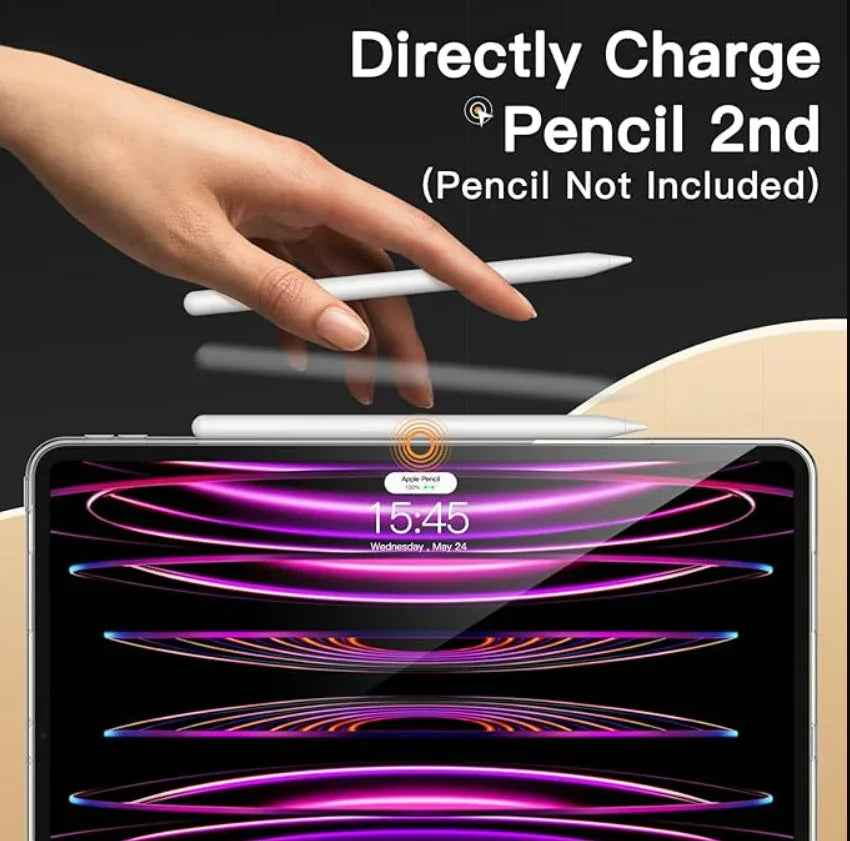 Techplus iPad Pro 12.9 clear shockproof soft case for 5th and 6th Gen models, showing the transparent protective cover.