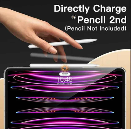 Techplus iPad Pro 12.9 clear shockproof soft case for 5th and 6th Gen models, showing the transparent protective cover.