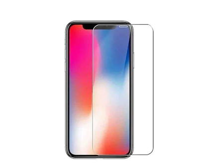 Clear techplus iPhone 11 Pro glass screen protector covering the phone's screen, designed to protect against scratches and impacts.