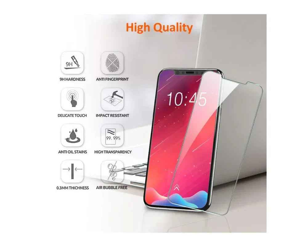 Clear TechPlus iPhone 11 Pro glass screen protector covering the front of the smartphone with a smooth, protective surface.