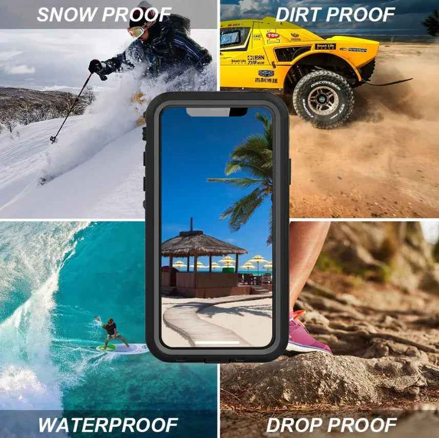 Techplus iPhone 11 Pro waterproof case in red, full protective cover with rugged design and precise cutouts for buttons and ports.