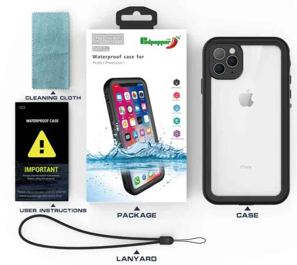 Techplus iPhone 11 Pro waterproof case in red, full protective cover with rugged design and precise cutouts for buttons and ports.