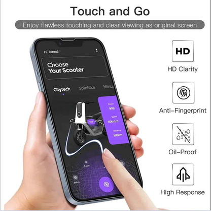 Techplus iPhone 12 glass screen protector showing a clear, edge-to-edge protective cover for the smartphone screen.