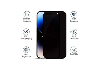 Techplus iPhone 13 Pro glass privacy screen protector 2-pack, shows clear front view with protective film on phone screen.