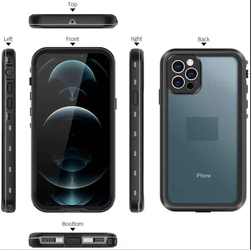 Techplus iPhone 13 Pro Max waterproof case in red, full protective cover with rugged design and reinforced edges.