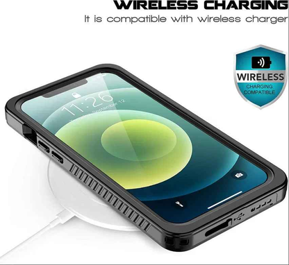Techplus iPhone 13 Pro Max waterproof case in red with full protective cover, designed to keep the phone safe from water damage.
