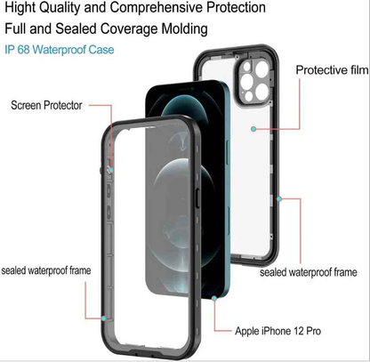 Techplus iPhone 13 Pro Max waterproof case in red with full protective cover, showcasing durable design and secure fit.
