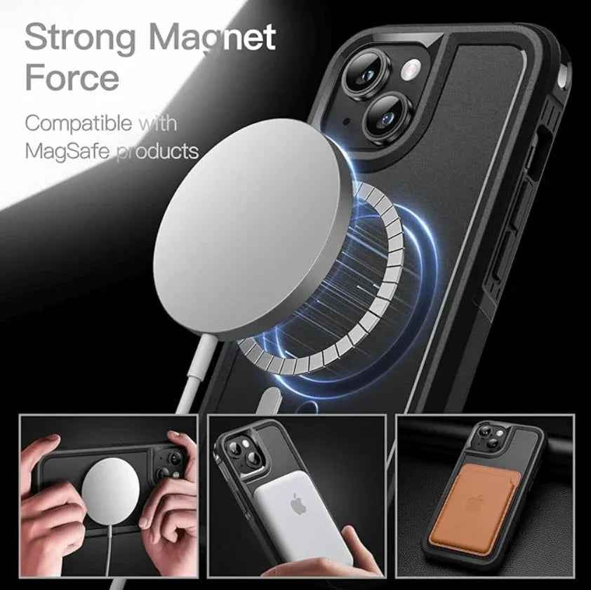 Techplus iPhone 14 Plus MagSafe case with rugged shockproof heavy-duty design for protection and durability.