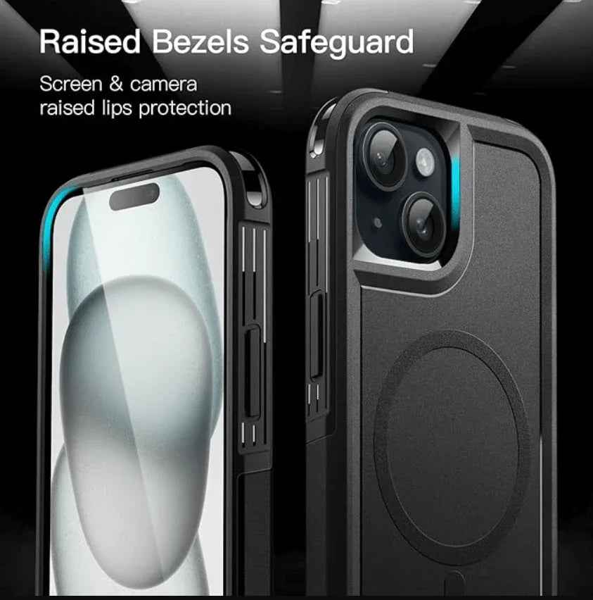 Techplus iPhone 16 Plus MagSafe case with rugged shockproof heavy-duty design and reinforced edges for added protection.