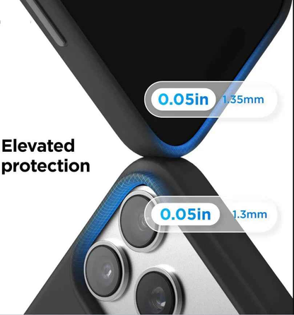 Black silicone case for iPhone 17 Pro by TechPlus, soft protective cover with a sleek, snug fit and durable material.