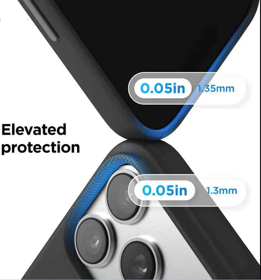 Black silicone case for iPhone 17 Pro by TechPlus, soft protective cover with a sleek, snug fit and durable material.