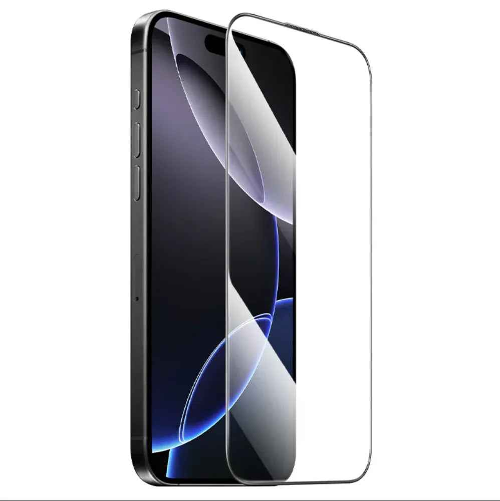 Techplus iPhone 17 Pro glass screen protector showing a clear, edge-to-edge protective layer over the phone screen.