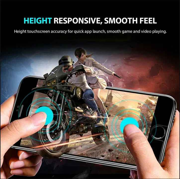 TechPlus iPhone 8 Plus glass screen protector showing a clear, tempered glass cover fitting over the phone screen.