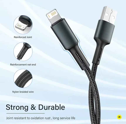Techplus iPhone fast charging cable, 1 meter USB to Lightning charger cable, durable and compatible with Apple devices.