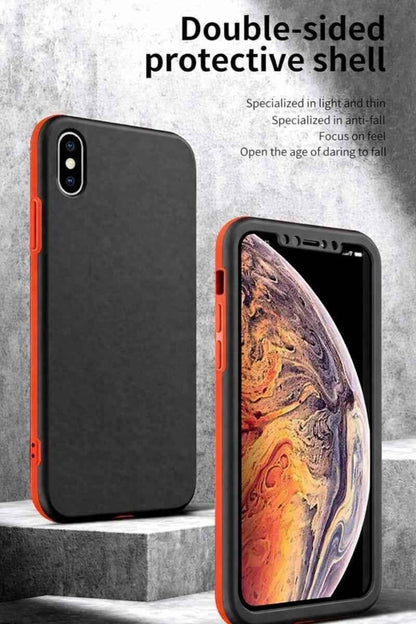 Techplus iPhone X 360 degree case with 3-piece full body protection cover, showing rugged design and precise cutouts.