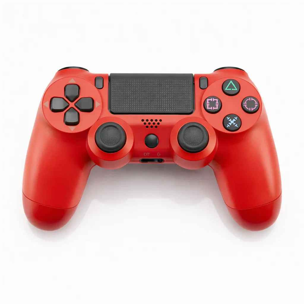 Red PS4 controller by TechPlus with ergonomic design and textured grip, perfect for gaming on PlayStation 4.