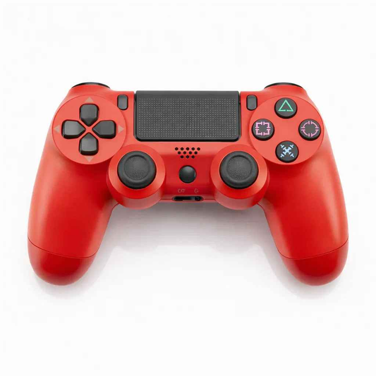 Red PS4 controller by TechPlus with ergonomic design and textured grip, perfect for gaming on PlayStation 4.