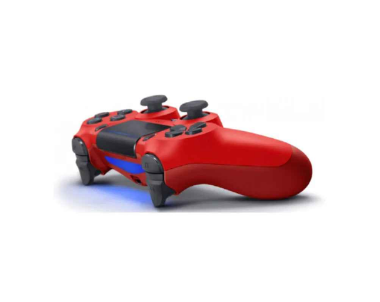 Red PS4 controller by TechPlus with dual analog sticks, ergonomic design, and responsive buttons for gaming.