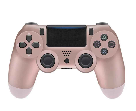RoseGold PS4 controller by TechPlus, showing the sleek, wireless gaming controller with rosegold accents and ergonomic design.