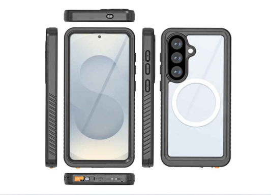 RedPepper waterproof case for Samsung Galaxy S26 by TechPlus, showing the durable, protective design in vibrant red color.