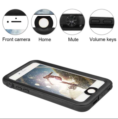 Techplus Redpepper waterproof case for iPhone 7 Plus and 8 Plus in black, showing the protective design and secure seal.