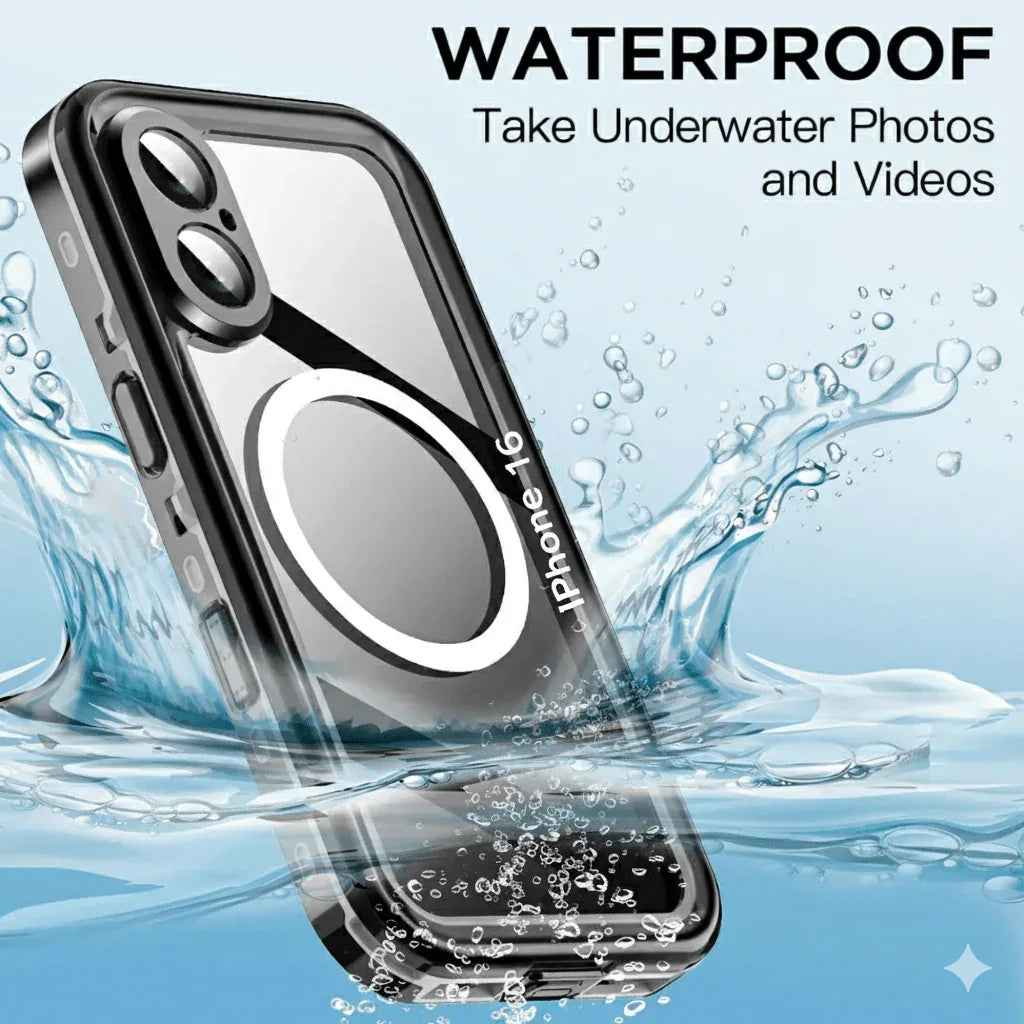 Redpepper Waterproof MagSafe case for iPhone 16 by techplus, showing the resilient red protective cover with magnetic alignment.