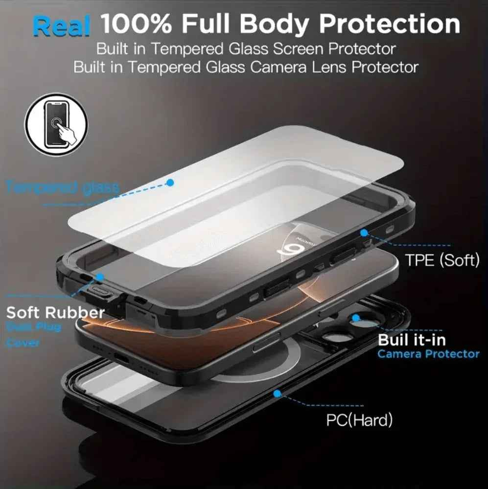 Techplus Redpepper waterproof MagSafe case for iPhone 16 Pro Max, shockproof and protective with sleek design.