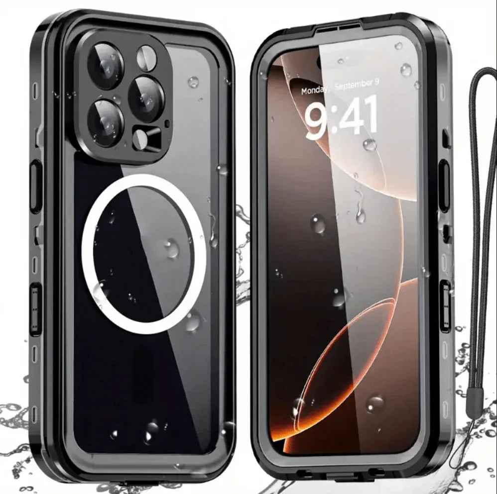 Techplus Redpepper waterproof MagSafe case for iPhone 16 Pro, shockproof cover with durable, protective design.