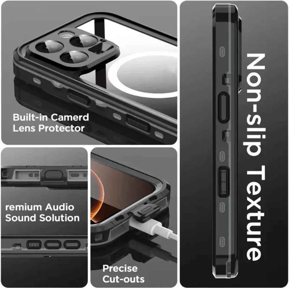 Techplus Redpepper waterproof MagSafe case for iPhone 16 Pro, shockproof cover with durable, protective design.