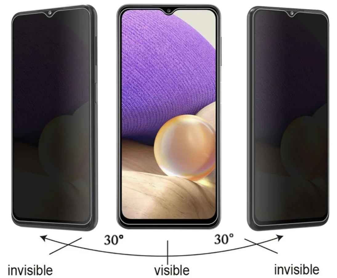 Samsung Galaxy A06 glass privacy screen protector by TechPlus, showing the clear tempered glass with privacy film feature.