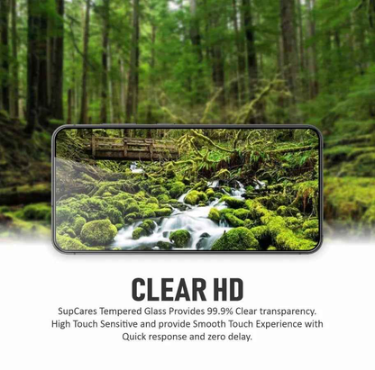 TechPlus tempered glass screen protector for Samsung Galaxy Note 20, showing a clear protective layer over the phone screen.