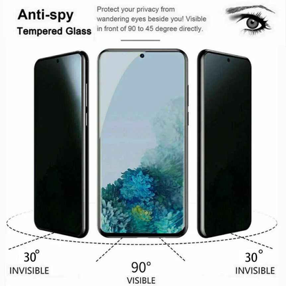 Samsung Galaxy S20 FE glass privacy screen protector by TechPlus, showing the clear, protective film with privacy filter on the phone screen.